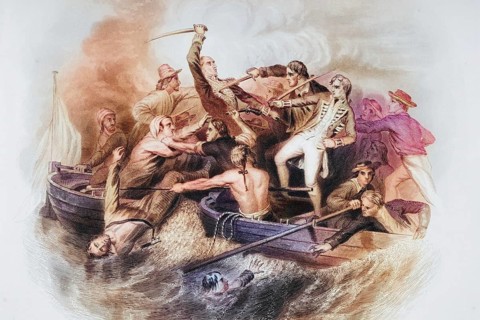 Desperate encounter in gunboats between Nelson and Don Miguel Tyrason, 1797, Naval battle at Cape