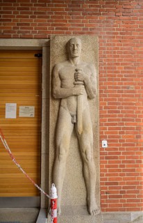 Stone statue from the Nazi era, Nazi art, entrance area, swimming pool of the Berliner