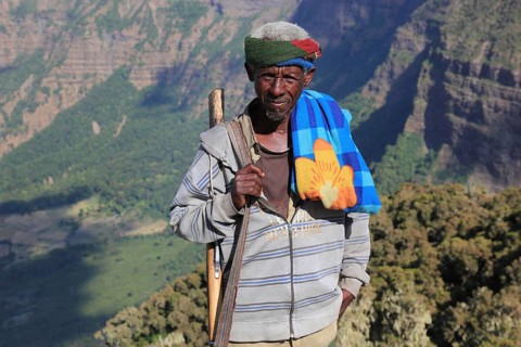 In the highlands of Abyssinia, in the Semien Mountains, landscape in the Semien Mountains National