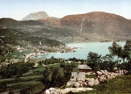 Ulvik Hardanger, Hardangerfjord, Norway, View from 1885, Historical, digitally restored