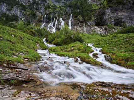 Cascades from the Jungibach Falls, Gental, Canton Bern, Switzerland, Europe