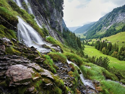Cascades from the Jungibach Falls, Gental, Canton Bern, Switzerland, Europe