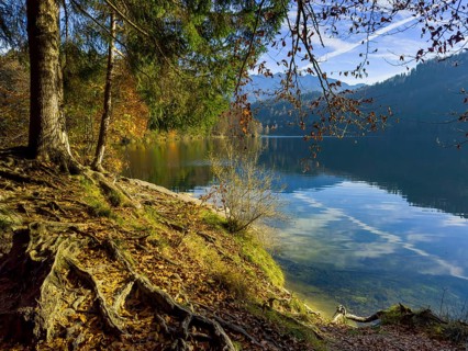 Autumn atmosphere at Hechtsee lake near Kufstein, Tyrol, Austria, Europe