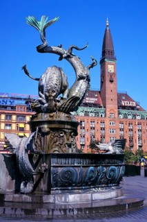 Denmark, Copenhagen, Town Hall Square, Rathausplatz, Dragon Fountain, Hamburg, Hamburg, Federal