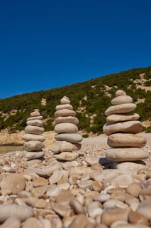 Stones at the coast of the sea, Cres, Croatia, Europe
