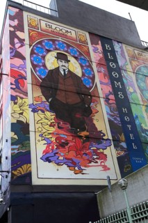 Mural on exterior wall of Blooms Hotel, Dublin city centre, Ireland, Republic of Ireland, Europe