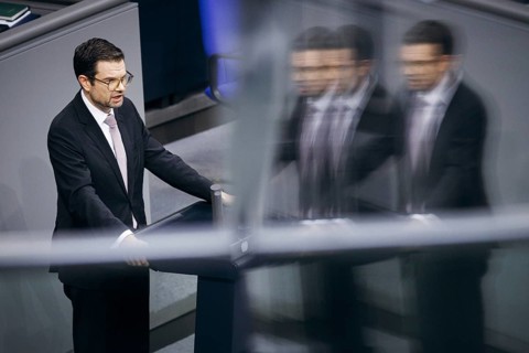 Marco Buschmann (FDP), Federal Minister of Justice, recorded during a speech on internal security