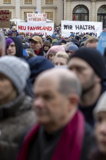 Federal Chancellor Olaf Scholz, SPD, attends the rally on the Alter Markt in Potsdam, Potsdam