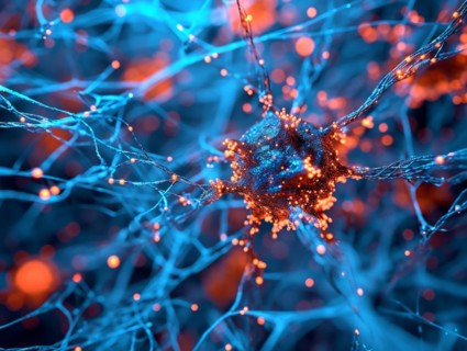 Concept of viruses spread and replicate through the body affecting immune and brain system, AI