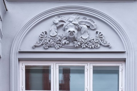 Relief of a bull above the window of a former butcher's shop, Wismar, Mecklenburg-Vorpommern,