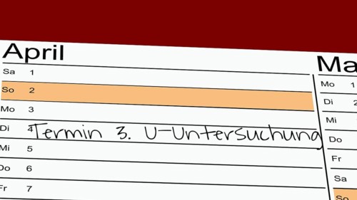 Symbolic image: Appointment diary with note for a U-examination appointment (children)