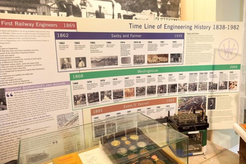 Display about railway engineering history with permission of Chippenham museum, Wiltshire, England,