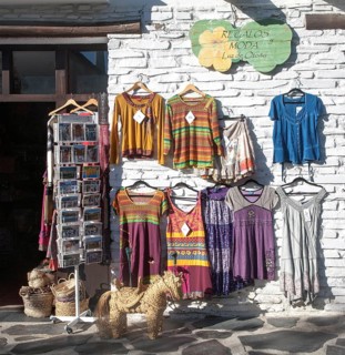 Clothes shop displaying traditional clothing, Capileira village, High Alpujarras, Sierra Nevada,