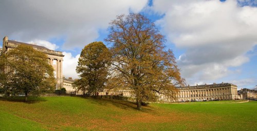 Autumn tree colours at The Royal Crescent, architect John Wood the Younger built between 1767 and