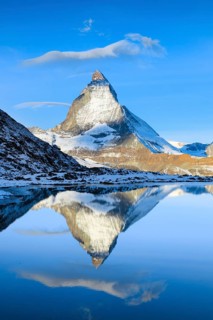 Matterhorn and mountain lake, Valais, Switzerland, Europe
