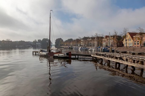Harbour of Blokzijl, fog, Province of Overijssel, Netherlands