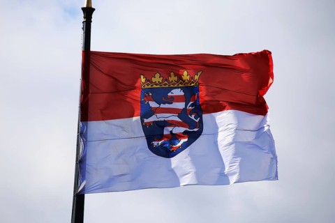 Flag of Hesse in the state capital Wiesbaden
