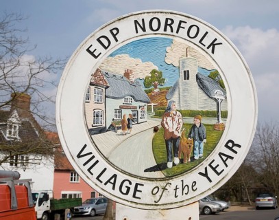 Village of the Year sign at Loddon, Norfolk, England, United Kingdom, Europe