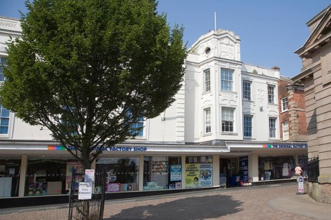 Aldiss traditional department store building in the town of Fakenham, north Norfolk, England,