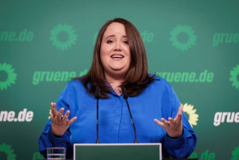 Ricarda Lang, Federal Chairwoman of Bündnis 90/Die Grünen, recorded during a press conference in