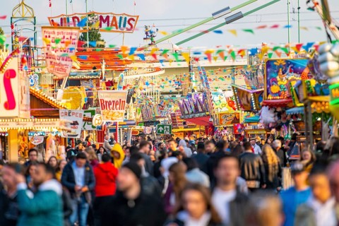 Rides, stalls, at the fair, funfair, spring fair, Easter fair, at the Deutzer Werft, on the Rhine