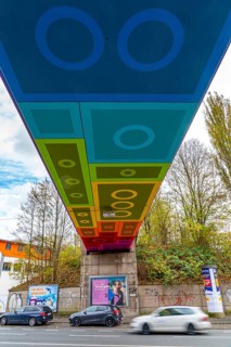 The Rainbow Bridge or Lego Bridge 2.0, over Dahler Straße, B7, undersides of bridges designed by