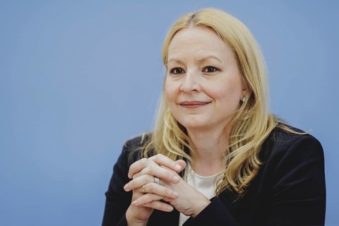 Christine Streichert-Clivot, Saarland Minister for Education and Culture, at a press conference on