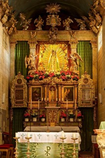 Altar of the monastery church of the Annunciation, Baroque, Reutberg Monastery, Sachsenkam in the
