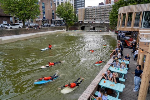 Surfing facility in the city centre of Rotterdam, Rif010, supposedly the world's first wave