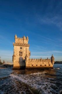 Belem Tower or Tower of St Vincent, famous tourist landmark of Lisboa and tourism attraction, on