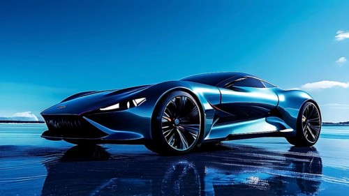 Sportscar with a body design based on the streamlined aerodynamic shape of a shark, AI generated