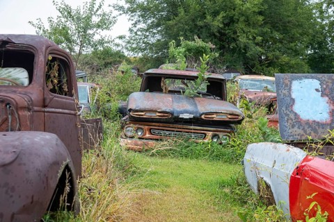 Corder, Missouri, Lorenz Service and Salvage, a junk yard for vintage and antique cars