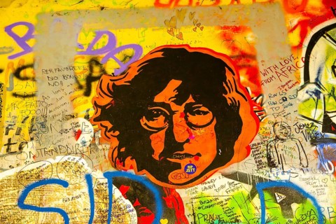 Graffiti, John Lennon Wall, Grossprior Square, Prague, Czech Republic, Europe