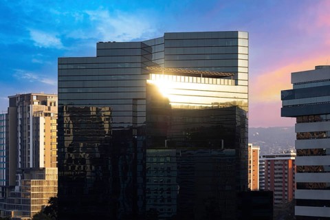 Panoramic skyline view of Guatemala City business and financial center