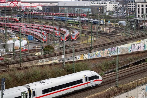 DB Regio stabling facility in Cologne Deutzerfeld, where suburban trains and regional trains wait