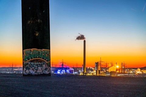 Sculpture by Richard Serra, Bramme for the Ruhr area on the Schurenbach slag heap, digesters of the