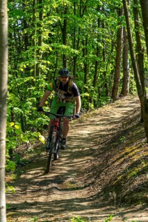 Brammentrail, mountain bike trail on the Schurenbach spoil tip, in Essen North Rhine-Westphalia,