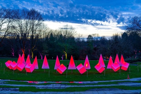 Parkleuchten, event in winter, in the Grugapark in Essen, many different light installations,