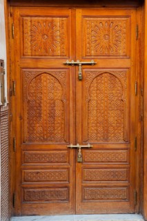Traditional wooden door with inlays, wooden door, arabic, oriental, entrance, entrance door,