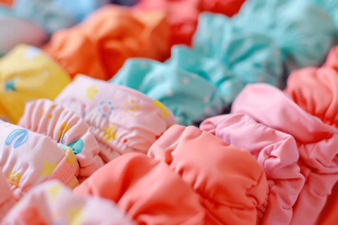 Close up of eco friendly cotton diapers. KI generiert, generiert, AI generated