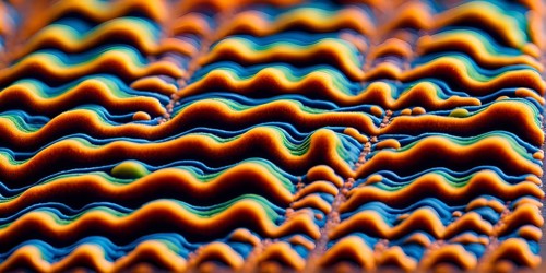 Nano material inspired by gecko feet with intricate patterns and vibrant colors representing