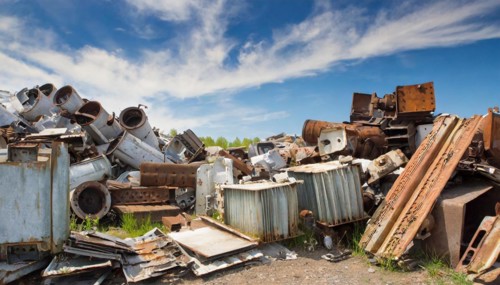 Symbolism, large junkyard with old radiators, AI-generated, AI-generated, AI generated