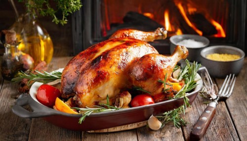 Food, whole grilled chicken in front of the oven, AI generated, AI generated