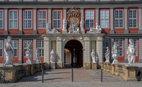 Entrance with SKupturen in front of the Ducal Palace Wolfenbüttel Germany