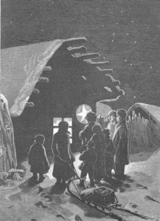 Christmas Carolers in a Russian Village, Russia, Historical, digitally restored reproduction from a