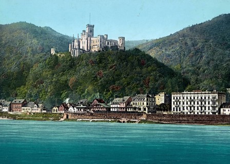 Stolzenfels Castle and Chapel, Rhine, Germany, 1890, Historical, digitally restored reproduction