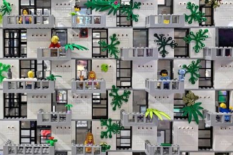 Lego apartment block with balconies
