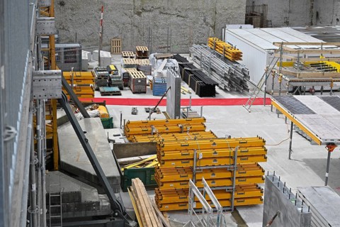Large construction site for floor formwork