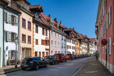 Historic town houses, town houses in Brunnenstraße, historic old town centre of Villingen,
