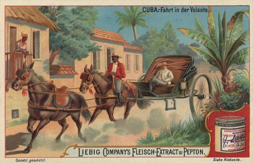 Picture series Scenes from Cuba, landowner in his carriage, Volante, Liebig picture, digitally